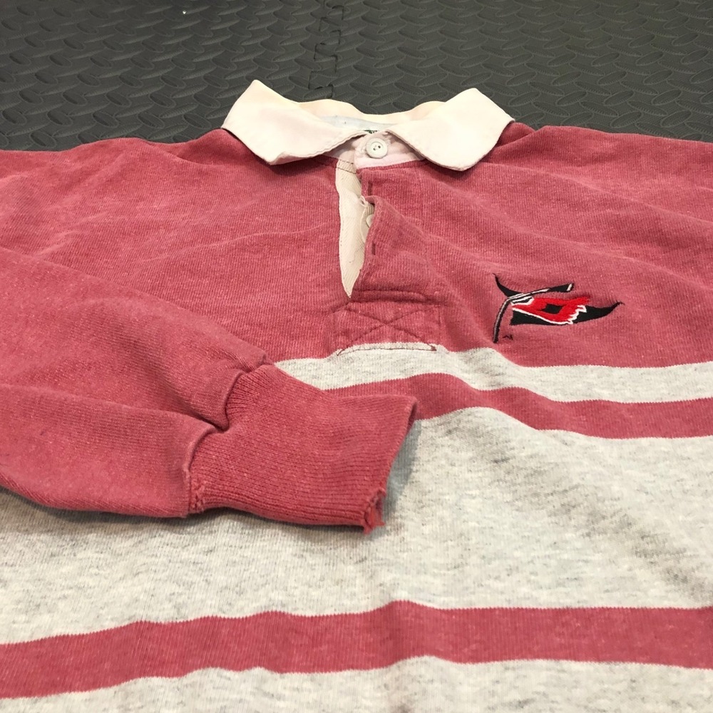 Barbarian Rugby Shirt Mens XL Red Striped Long Sleeve Carolina Hurricanes Logo